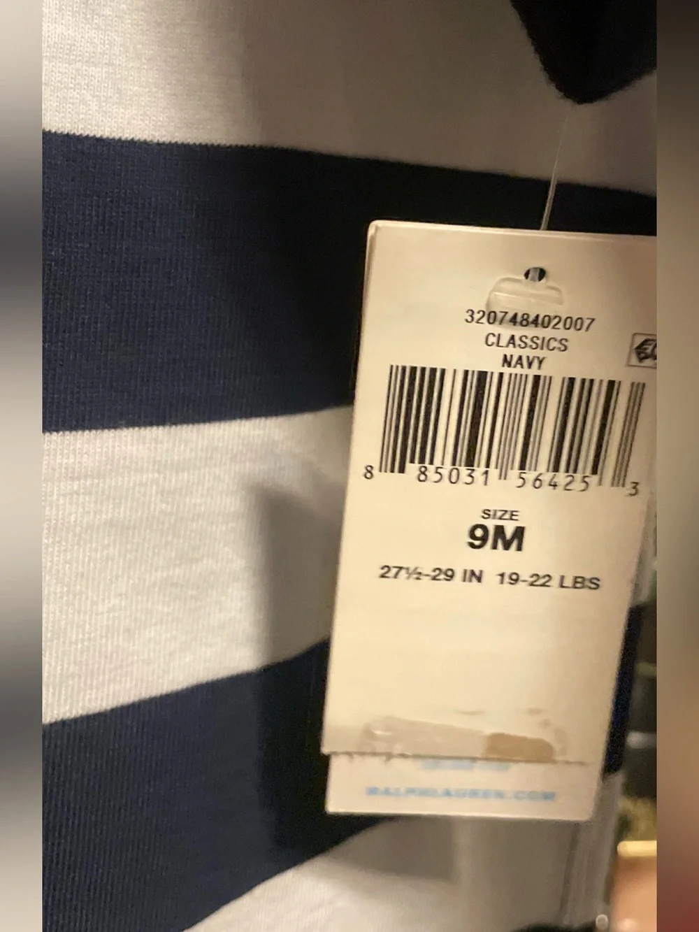 Ralph Lauren Navy & Cream Stripe Cotton One-Piece 9Mo